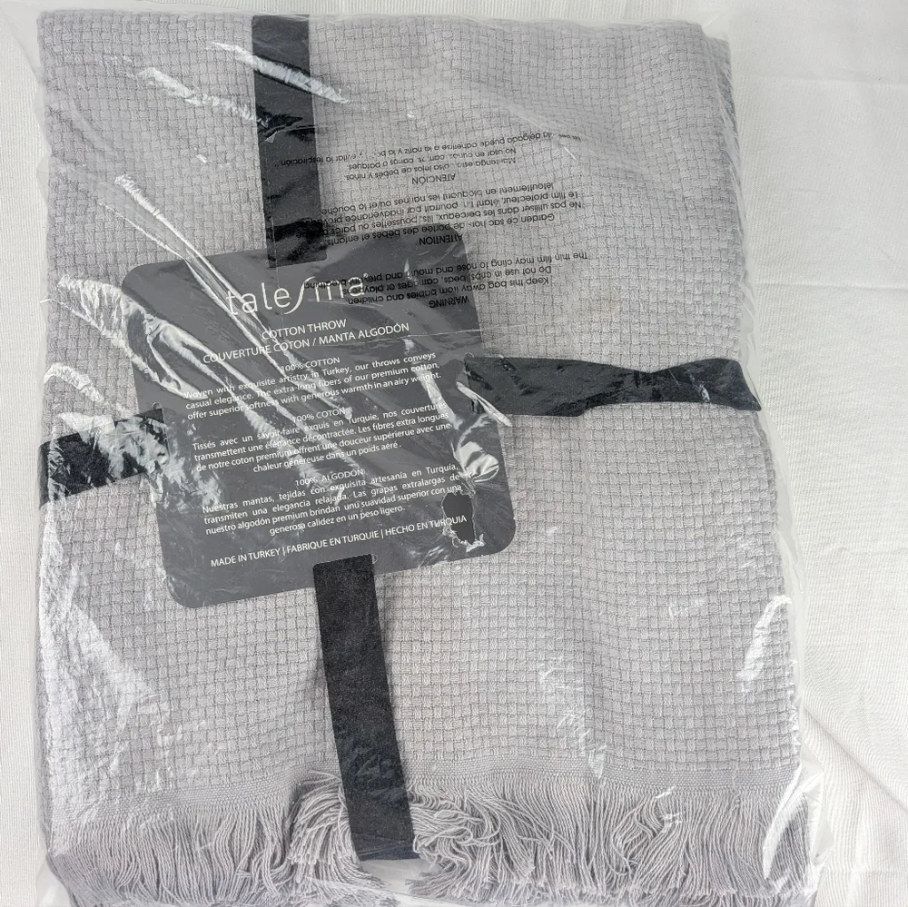 Light Gray Cotton Blanket/Throw‎